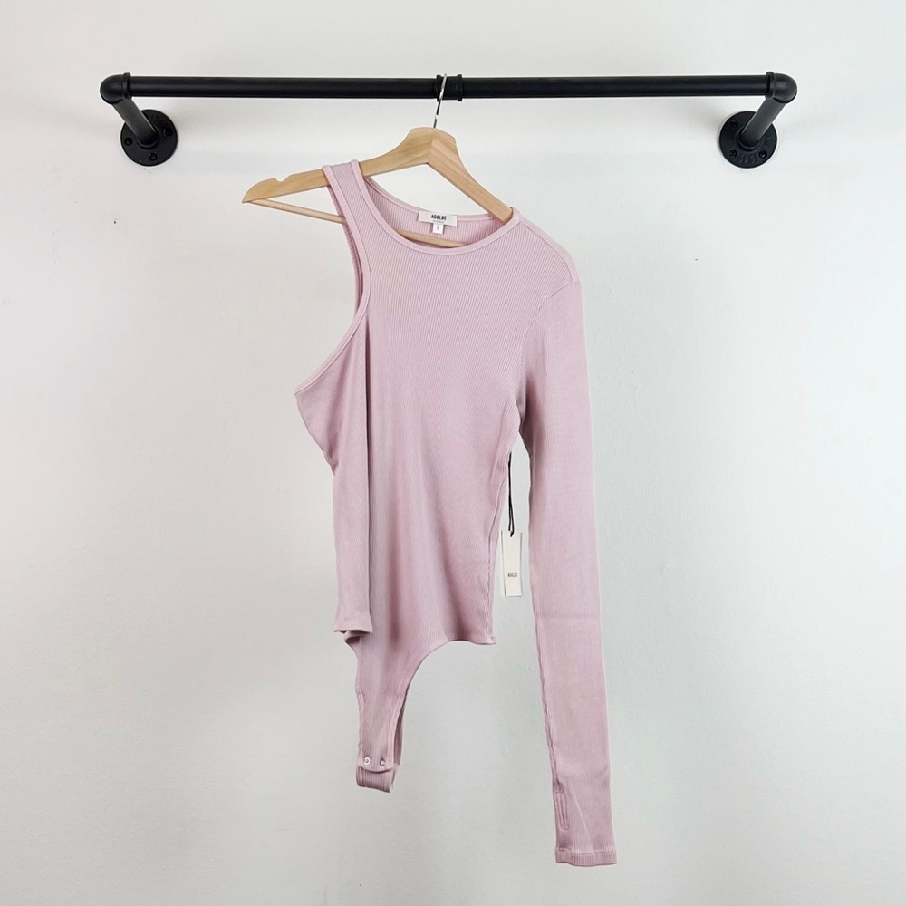 NWT Agolde Bea Ribbed Cutaway Bodysuit in Light Pink- Fondant - Picture 4 of 8